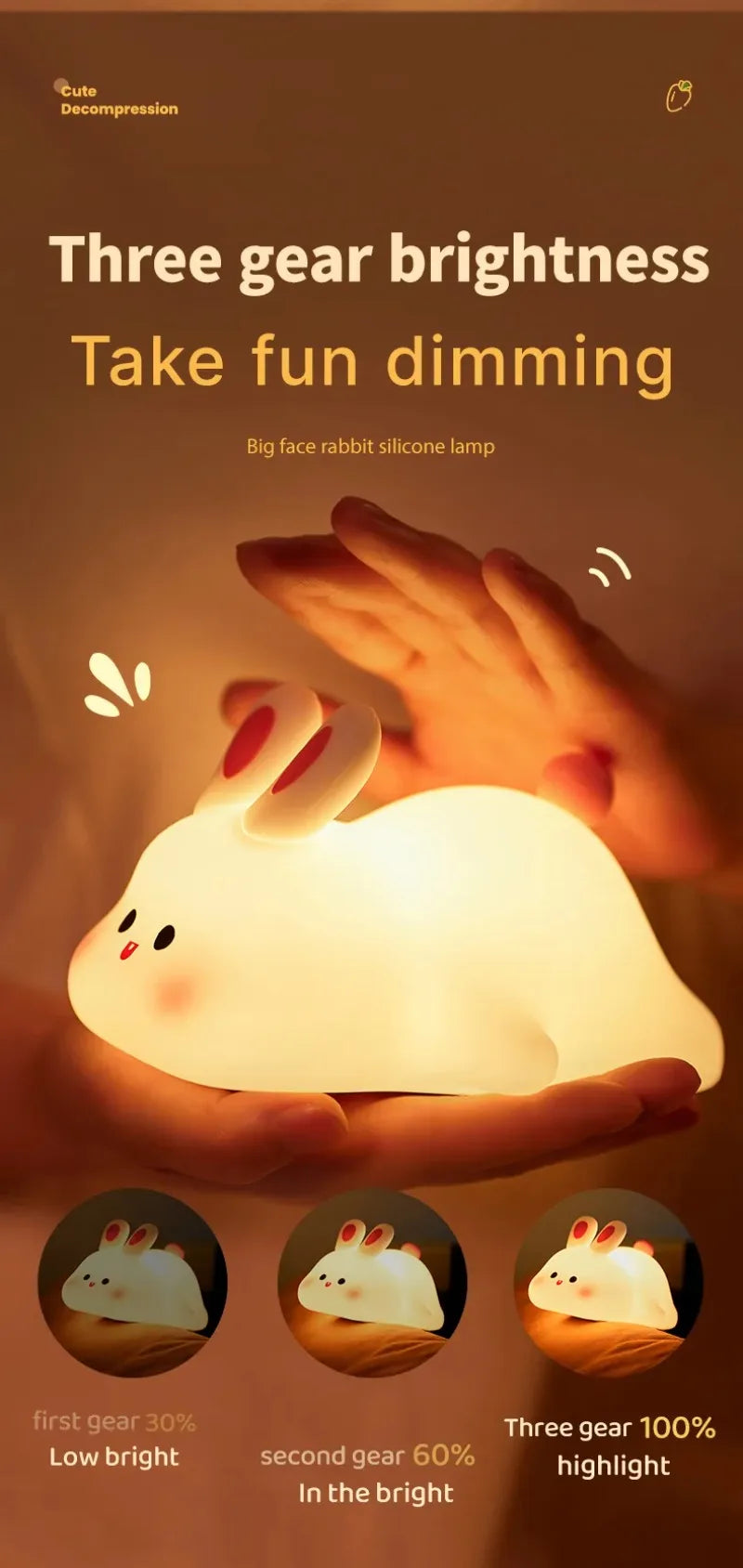 Veilleuse Bébé Lapin LED – Lumière Douce pour Nuits Paisibles 🐰✨